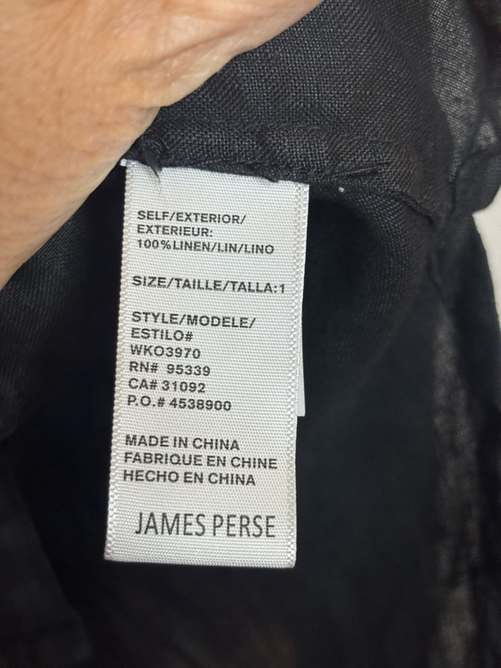 EUC James Perse Womens Black Linen Button-Up Shirt size 1/S - Picture 5 of 8
